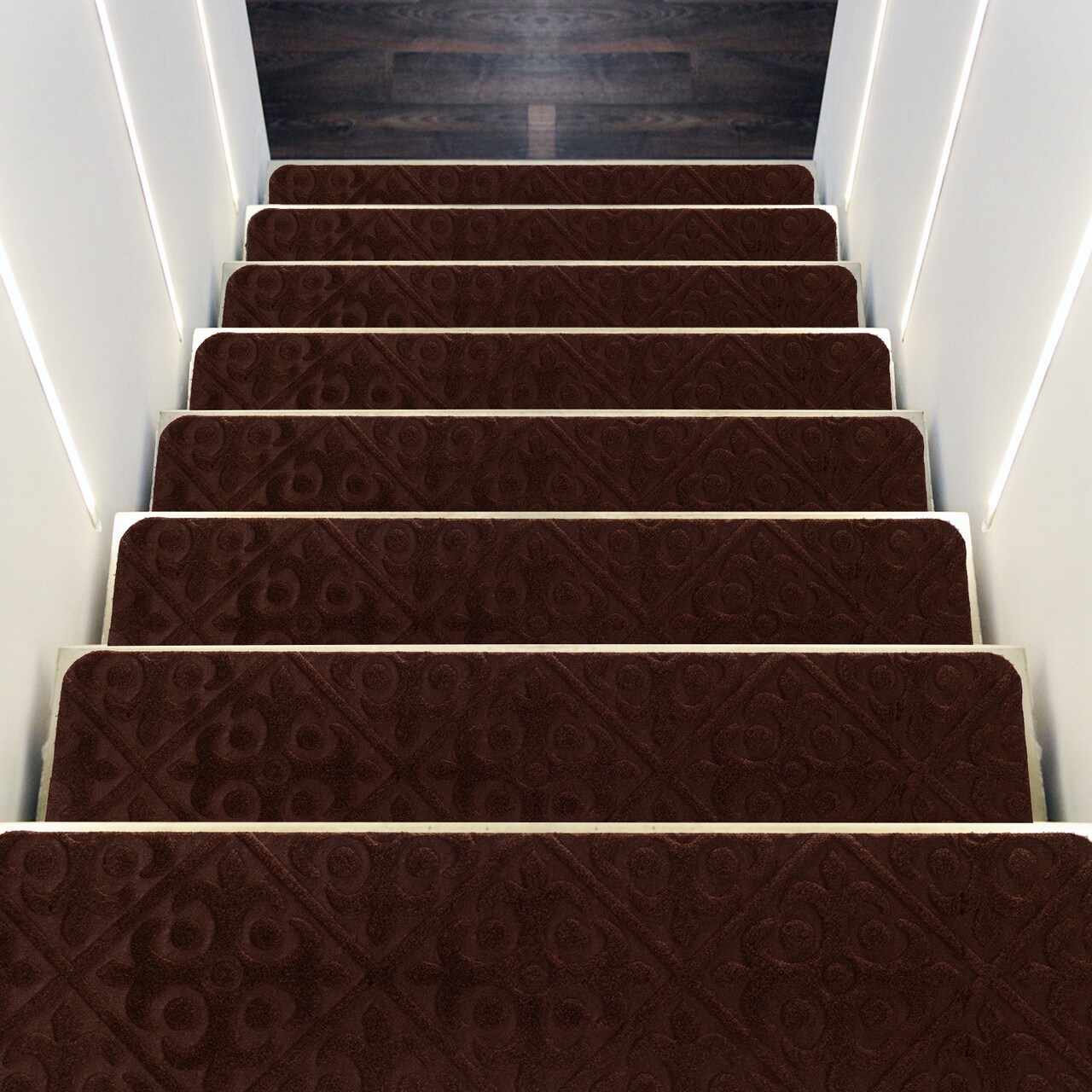 Polyester Non-Slip Stair Treads Set of 15 with Waterproof Surface and Easy Installation